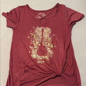 Hard Rock Cafe Red Graphic Tie Front T-Shirt NWOT